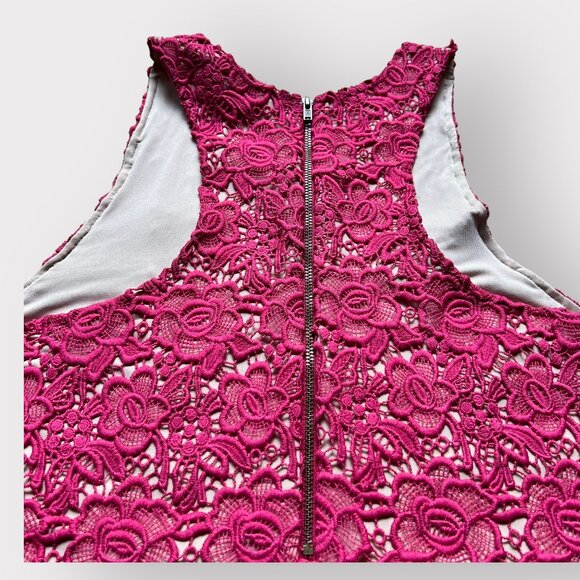 Lovers + Friends Size M Pink Radiant Sleeveless Lace Overlay Shift Mini Dress - Picture 3 of 10
